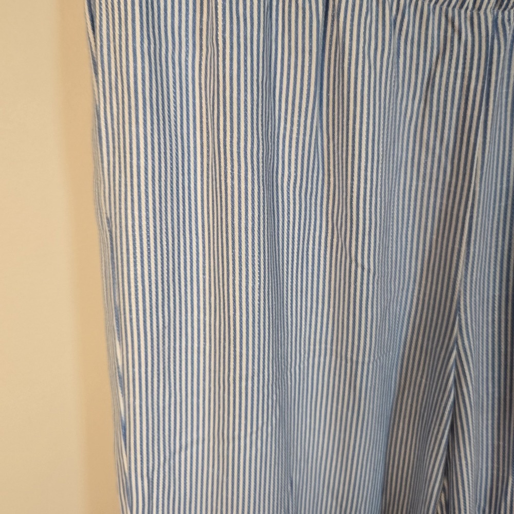 Womens Sz L Large Blue White Striped Nautical Pants Pockets Side Tie Wide Leg - Picture 3 of 11